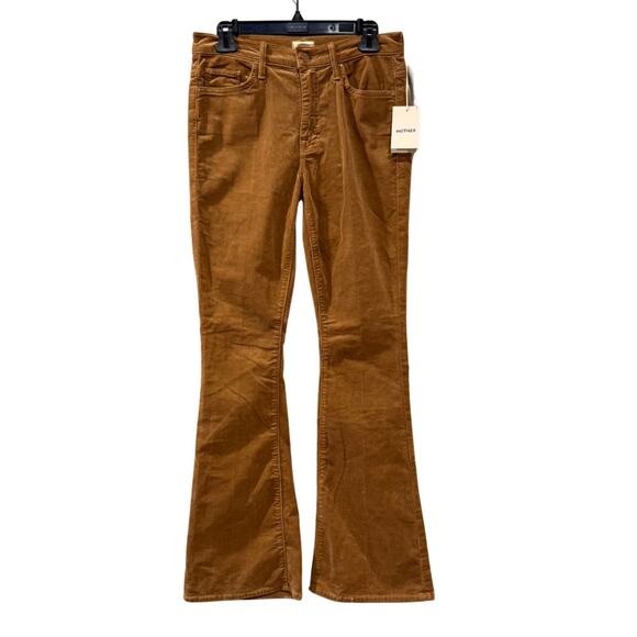 NWT Mother The Weekender High Rise Flare Corduroy Pants Tobacco Brown Size 28 - Picture 2 of 10